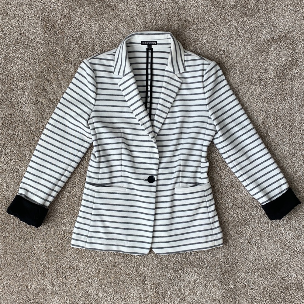 Express Black and White Striped Blazer